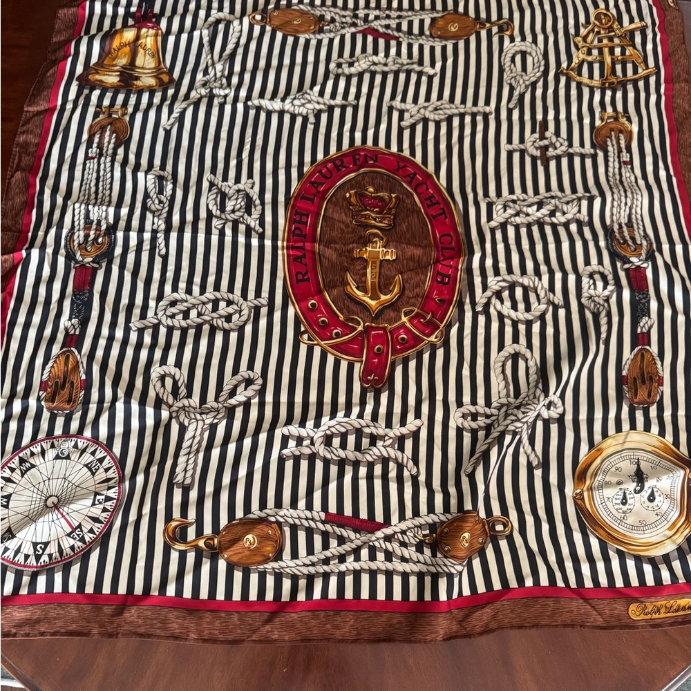 Ralph Lauren Nautical Striped Scarf with Anchor Design